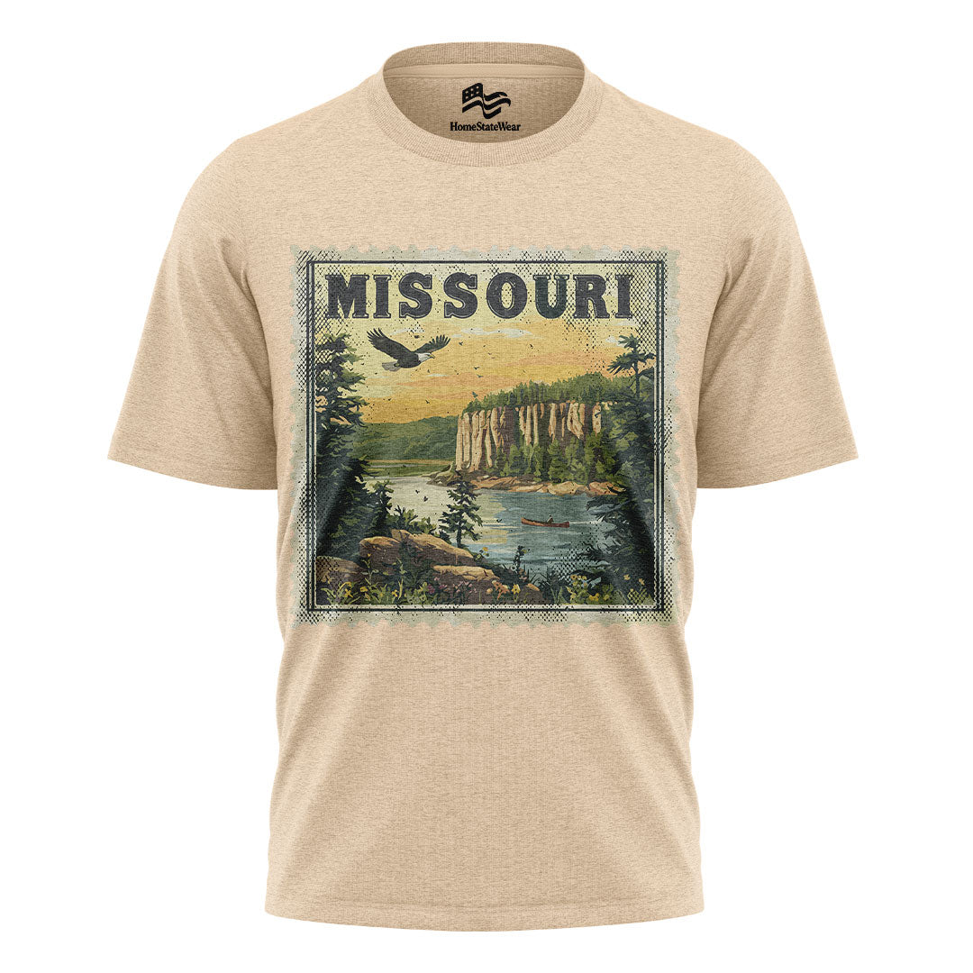 Vintage Missouri Bald Eagle T-Shirt, Scenic Landscape State Souvenir Tee