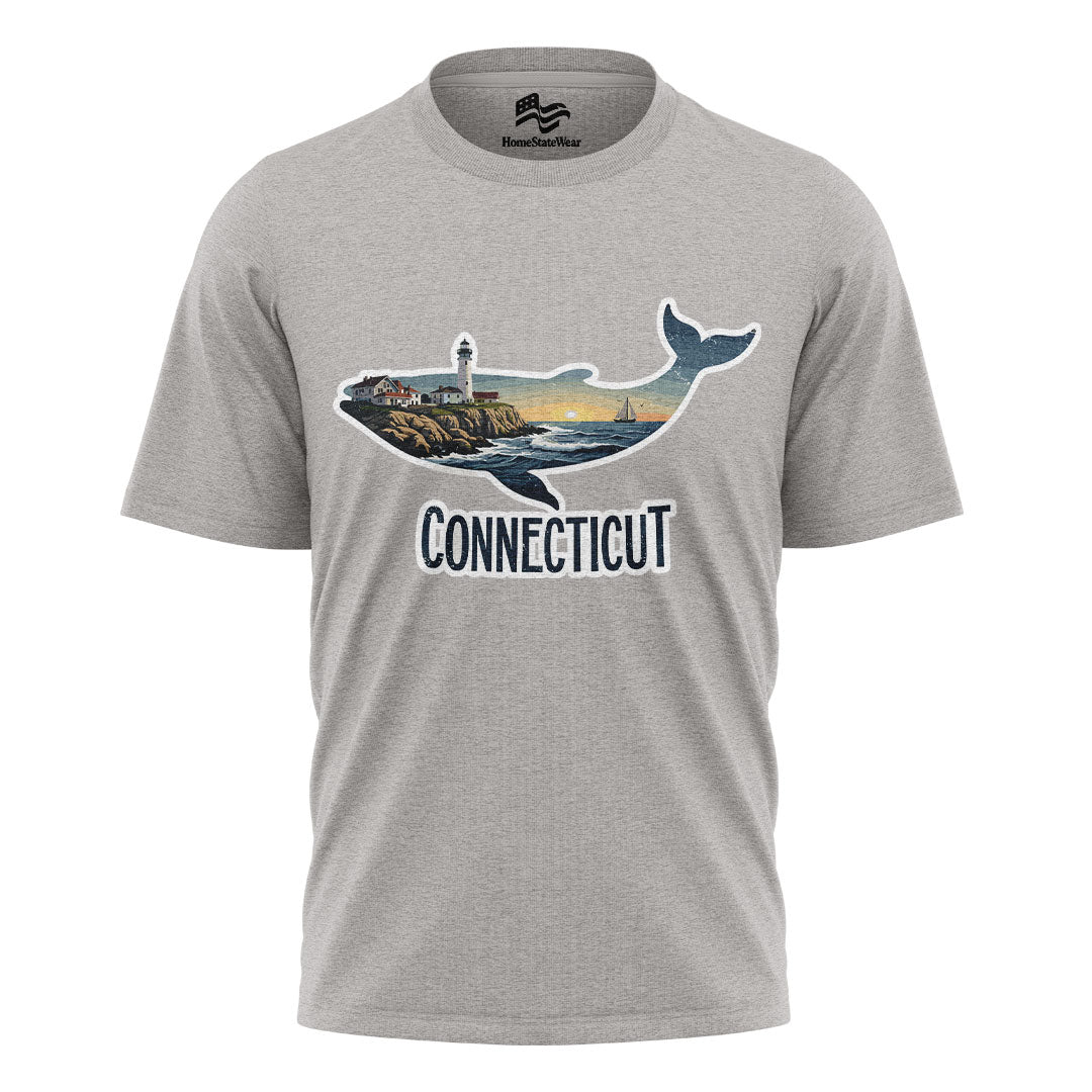 Connecticut Whale Lighthouse Tee | Coastal New England Shirt