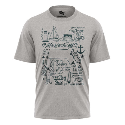 Massachusetts State Map T-Shirt | Bay State Travel Tee