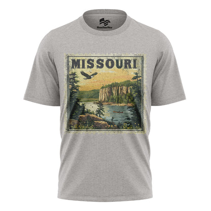 Vintage Missouri Bald Eagle T-Shirt, Scenic Landscape State Souvenir Tee