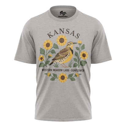 Kansas Meadowlark & Sunflower Tee | Bird Lover Nature Shirt