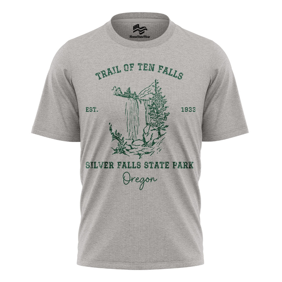 Trail of Ten Falls Oregon Comfort Colors® T-Shirt, Silver Falls Hiking Tee