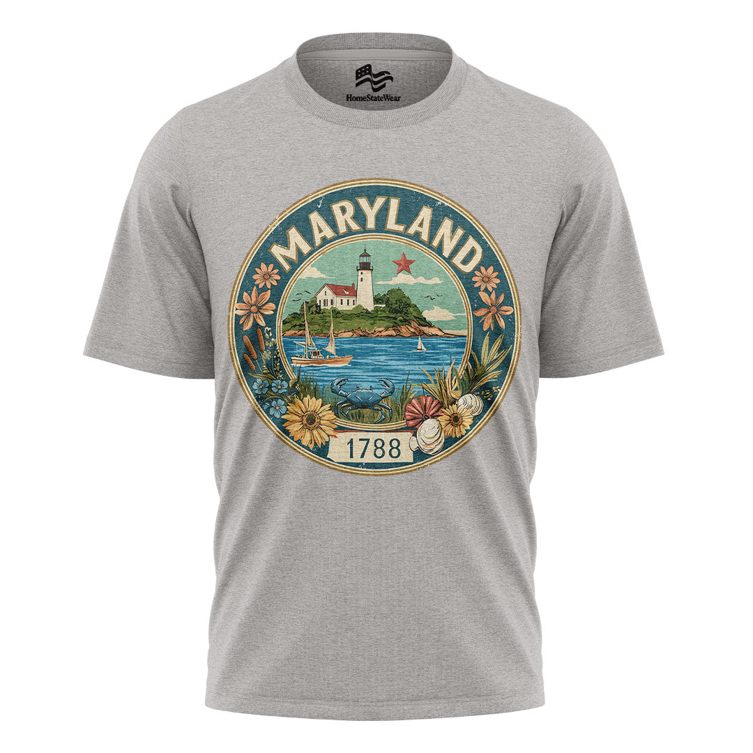 Maryland Lighthouse Crab T-Shirt | Coastal State Gift Tee