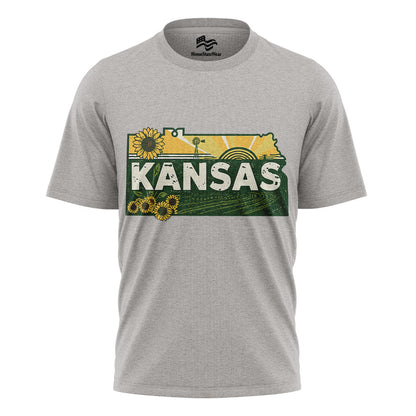 Kansas Home State T-Shirt | Retro Sunflower Travel Tee