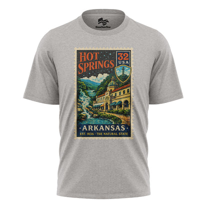 Hot Springs AR Postage Stamp Tee | Vintage Arkansas Travel Shirt
