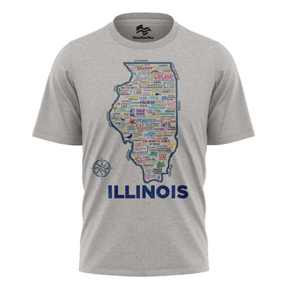 Illinois Map T-Shirt | Vintage Prairie State Tee