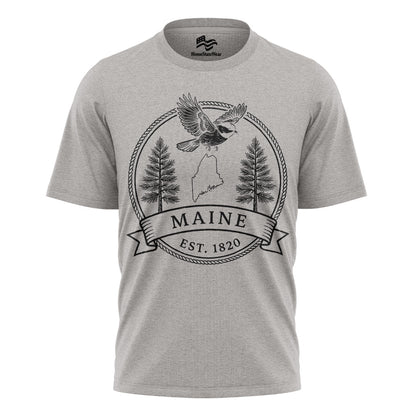 Maine Est 1820 T-Shirt | Chickadee White Pine Souvenir Tee