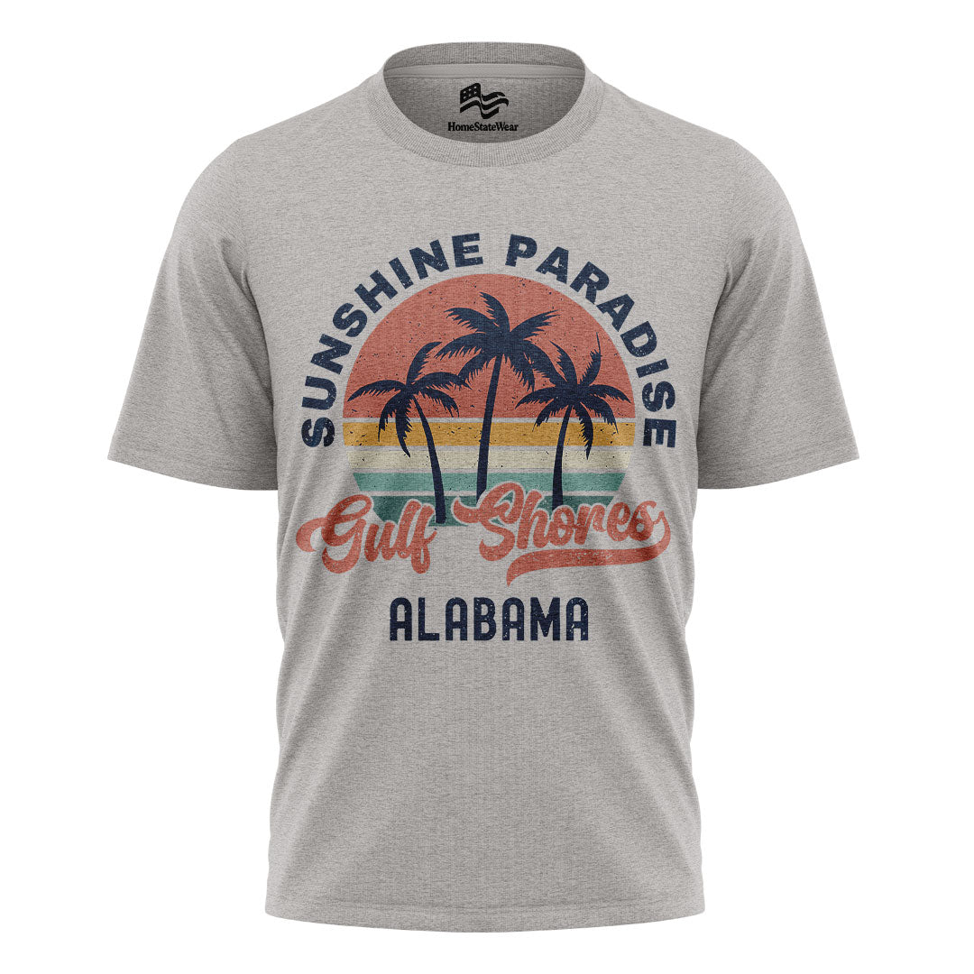 Gulf Shores Shirt Alabama Souvenir Tee, Palm Tree Retro Sunset Shirt