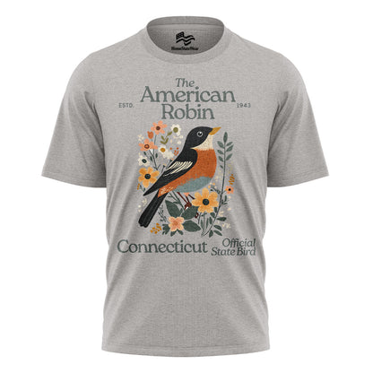 Connecticut American Robin Tee | Vintage Floral Bird Shirt