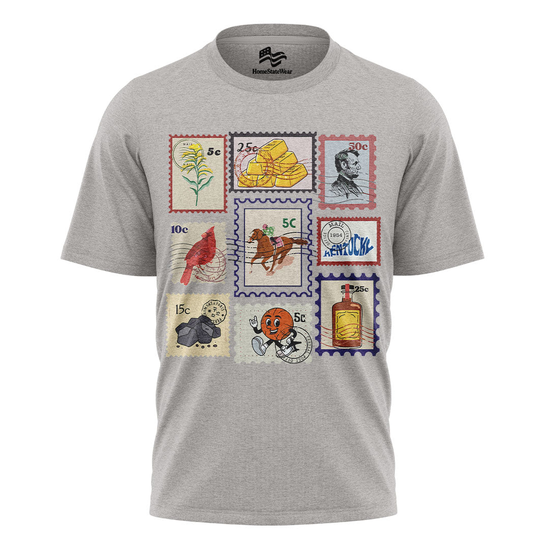 Kentucky Retro Stamp Comfort Colors Tee | Bluegrass State Icons Shirt