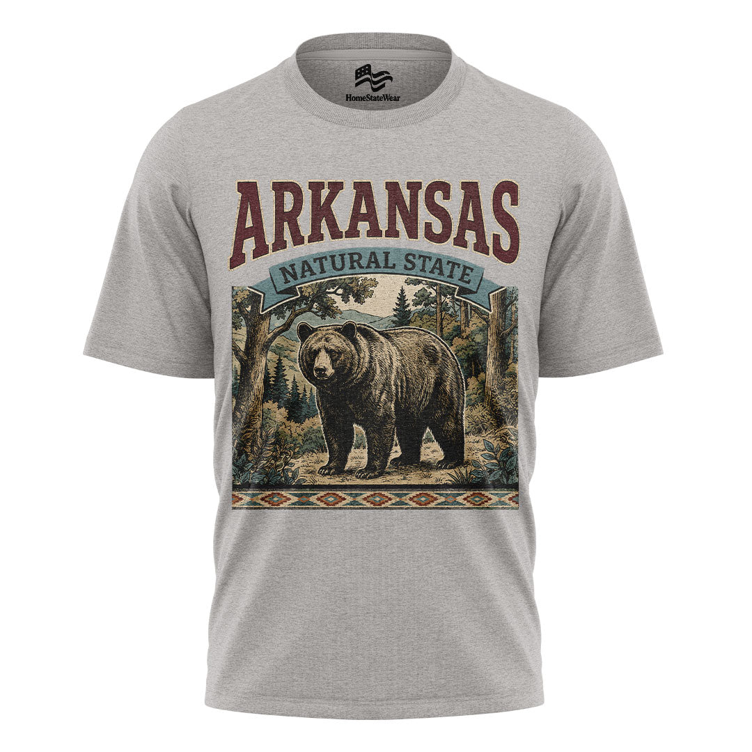 Arkansas Bear Graphic Tee | Vintage Forest Souvenir Shirt