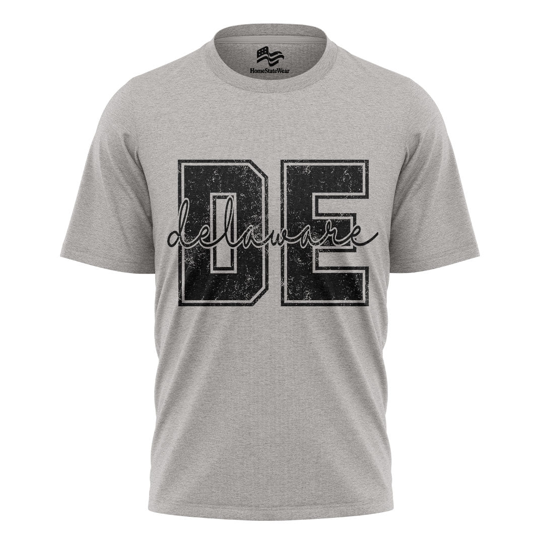 Distressed Delaware Comfort Colors Tee | Retro Varsity State Shirt