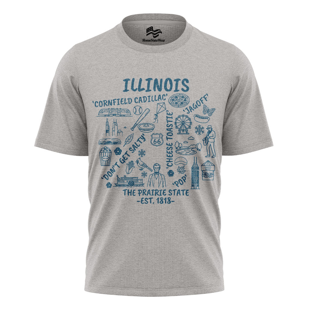 Illinois Icon T-Shirt | Route 66 Midwest Graphic Tee