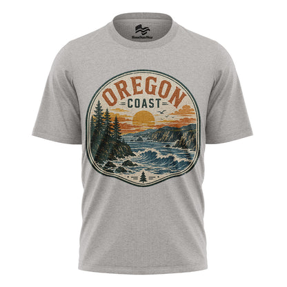 Oregon Bear Mountain T-Shirt, Vintage Sunset Nature Graphic Tee