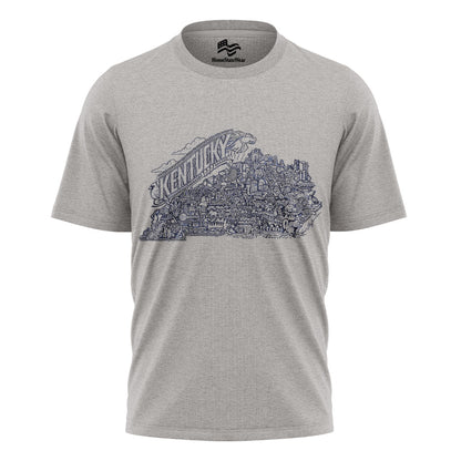 Grey Kentucky Map T-Shirt | Bluegrass State Pride Tee