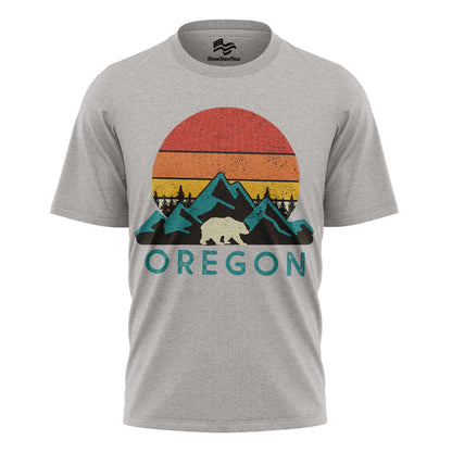 Oregon Bear Mountain T-Shirt, Vintage Sunset Nature Graphic Tee