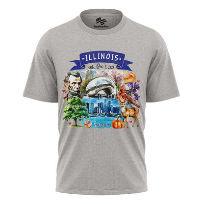 Illinois Landmarks T-Shirt | Artistic State Travel Tee