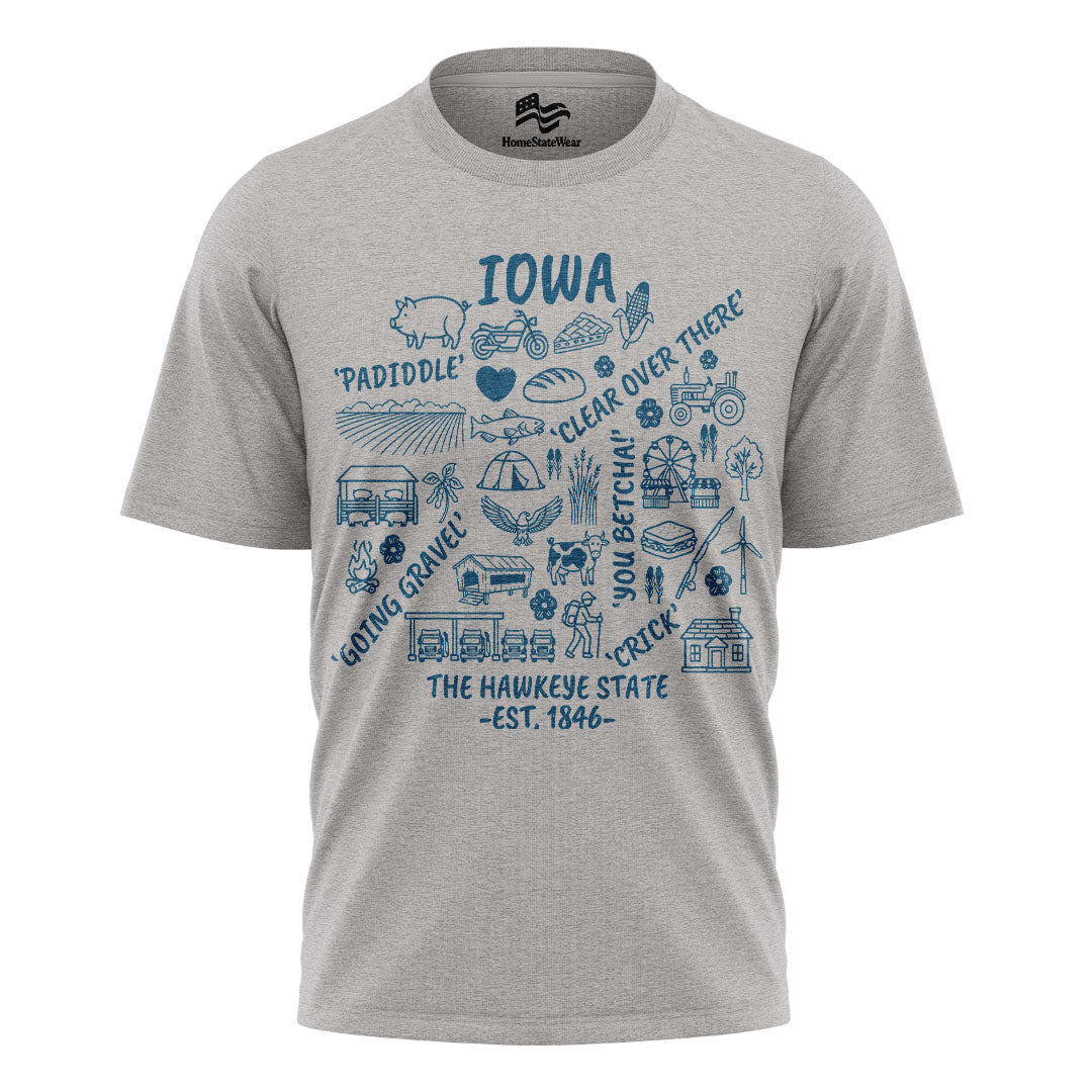 Iowa T-Shirt, Hawkeye State Graphic Tee