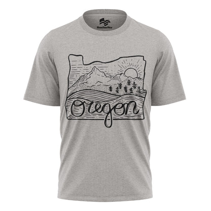 Illustrated Oregon T-Shirt, Vintage Pacific Northwest Nature Tee