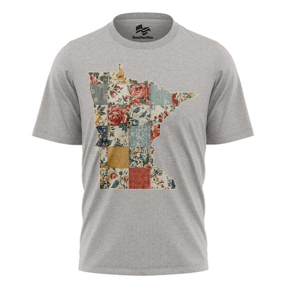 Minnesota Faux Patchwork Quilt T-Shirt, Midwest State Pride Tee