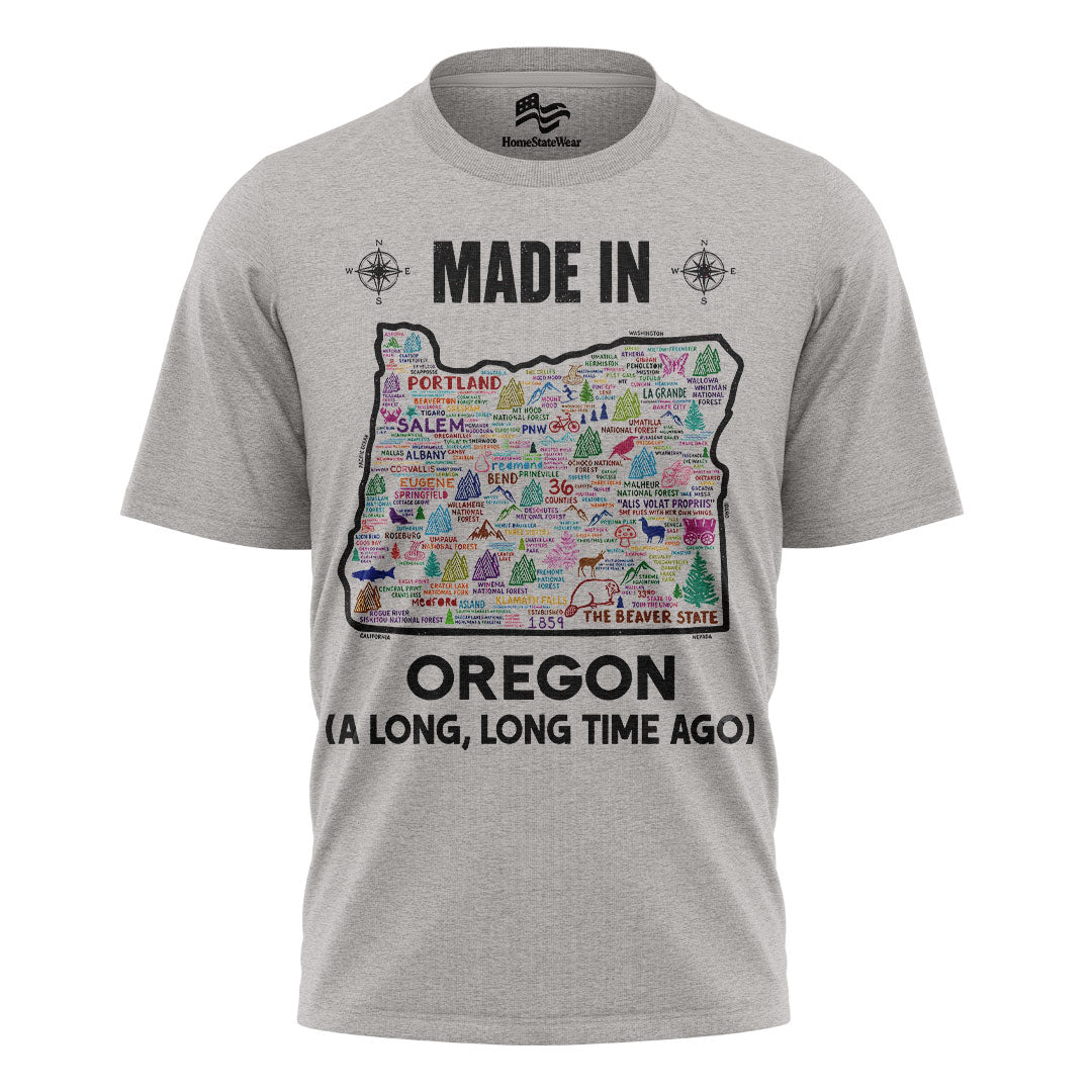 Made In Oregon T-Shirt, Beaver State Map Pride Tee