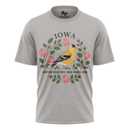 Iowa Goldfinch & Prairie Rose Tee | Bird Lover Nature Shirt