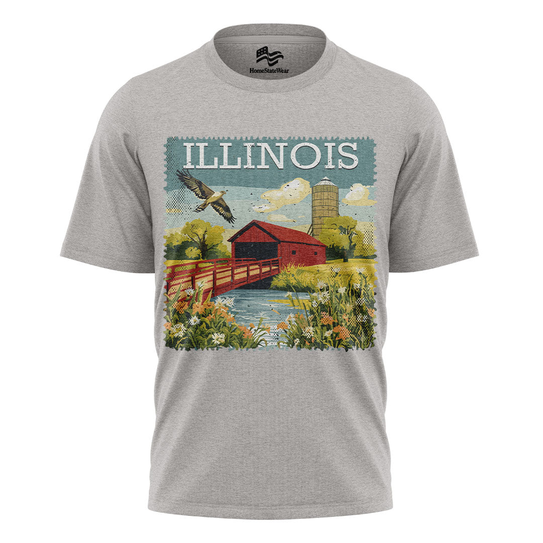Illinois Covered Bridge Tee | Vintage Travel Souvenir Shirt