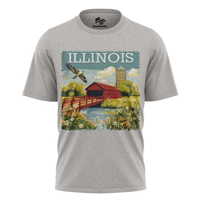 Illinois Covered Bridge Tee | Vintage Travel Souvenir Shirt