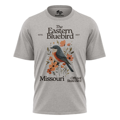 Missouri Eastern Bluebird T-Shirt, Vintage State Bird Floral Tee
