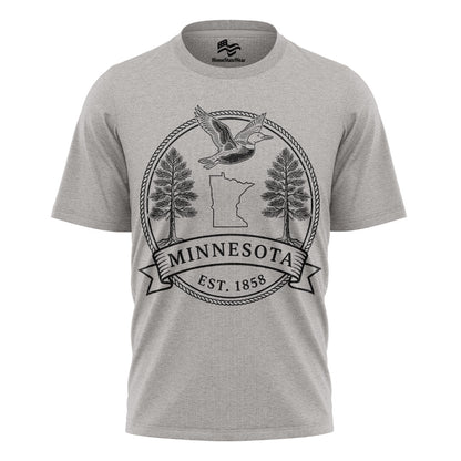 Minnesota Est. 1858 T-Shirt, Common Loon & Red Pine State Pride Tee