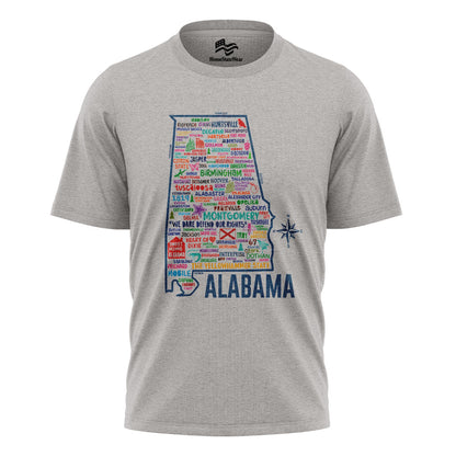 Alabama Heart of Dixie Vintage Map Graphic Tee