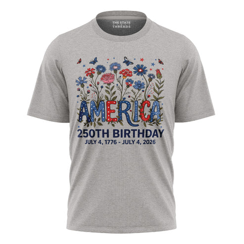 America 250 Floral Birthday Shirt