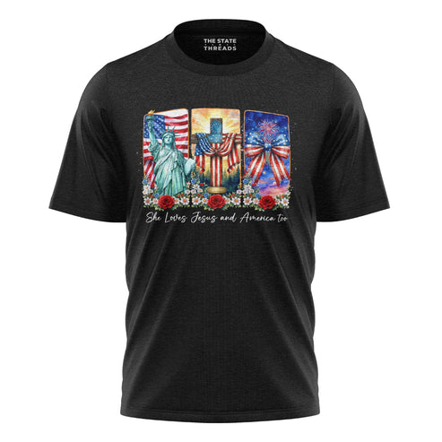 She Loves Jesus and America Too Faith Shirt