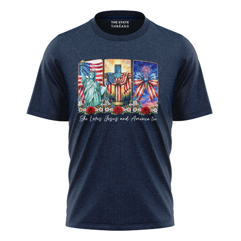 She Loves Jesus and America Too Faith Shirt