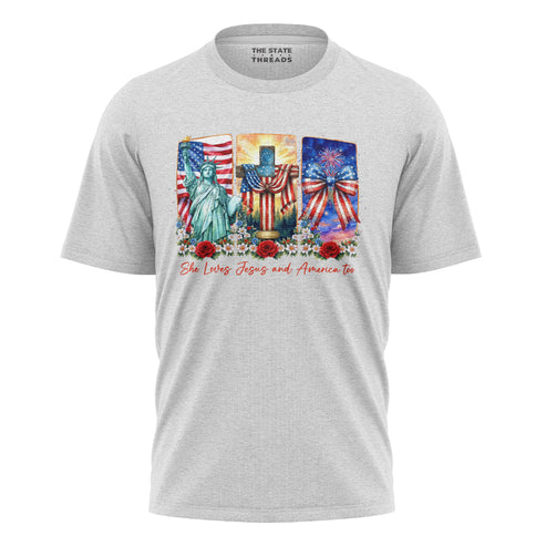 She Loves Jesus and America Too Faith Shirt