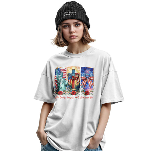 She Loves Jesus and America Too Faith Shirt