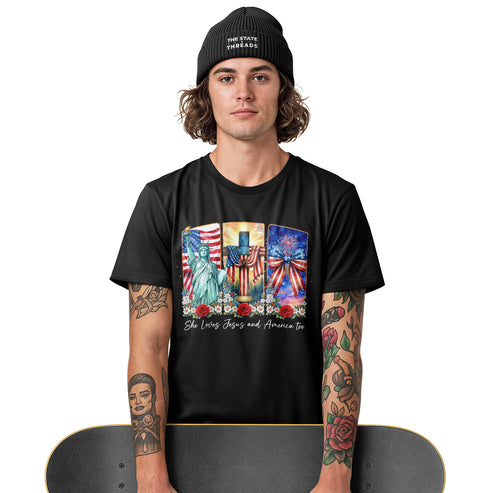 She Loves Jesus and America Too Faith Shirt