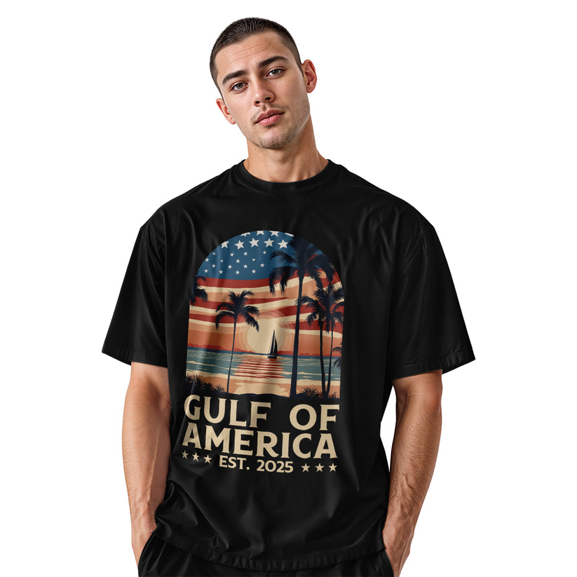 Gulf of America Retro Sunset Patriotic Shirt
